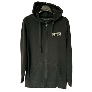 Blackcraft Men’s Unisex Black White Salem Witch Graphic Full Zip Hoodie Sz L